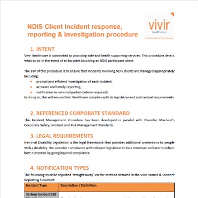 Vivir Healthcare NDIS Incident and Policy Procedure