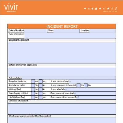 Vivir Healthcare NDIS Incident Form